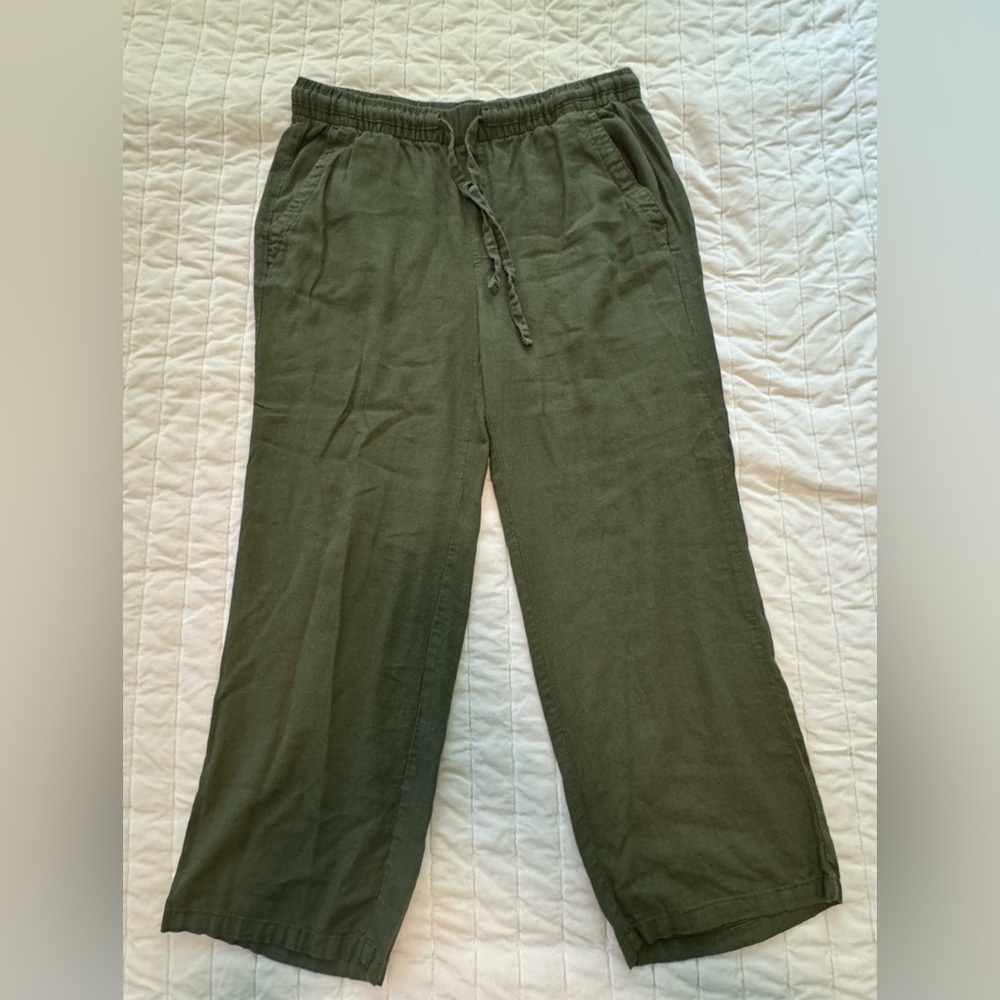 Old Navy Women's Olive Wide Leg Linen Pants
